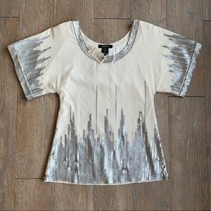 Arden B. - Women’s - Silver Sequins and Cream Colored Tunic - Size XS